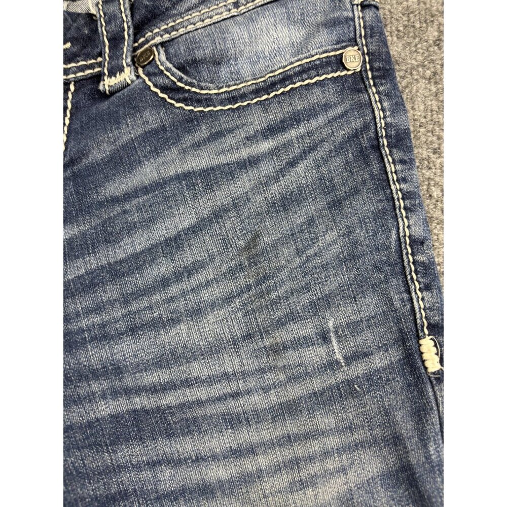 BKE Addison Crop Jeans Womens 27x24 Blue Medium Wash Low Rise Distressed Stretch - Picture 7 of 10